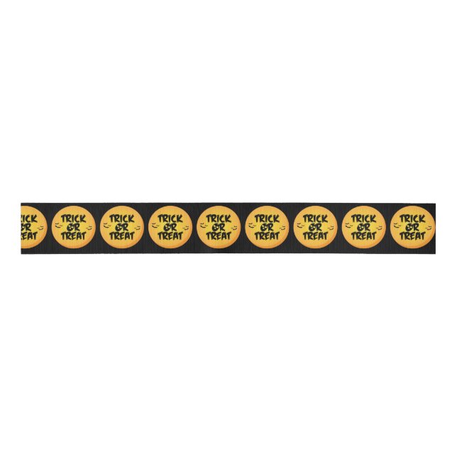 Halloween Yellow Black Trick oder Treat Ribbon Ripsband (Vorderseite)