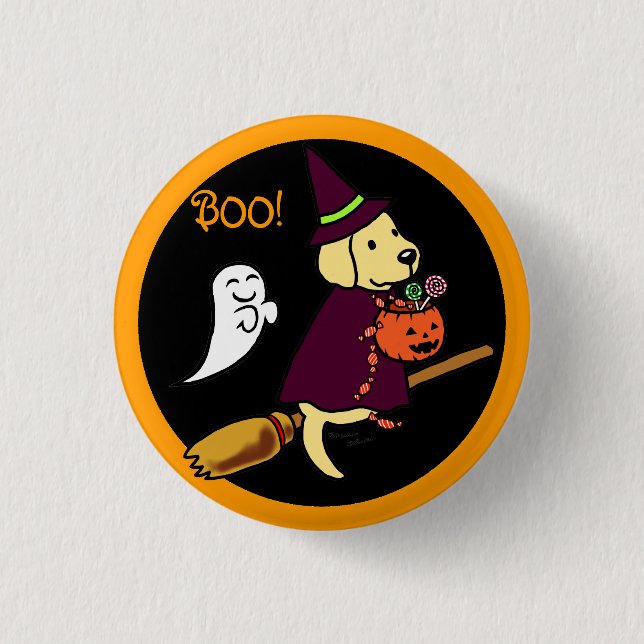 Halloween Yellow Labrador Cartoon 1 Button (Vorderseite)