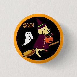 Halloween Yellow Labrador Cartoon 1 Button