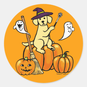 Halloween Yellow Labrador Cartoon 2 Runder Aufkleber