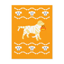Halloween Yellow Labrador Mummy Postcard