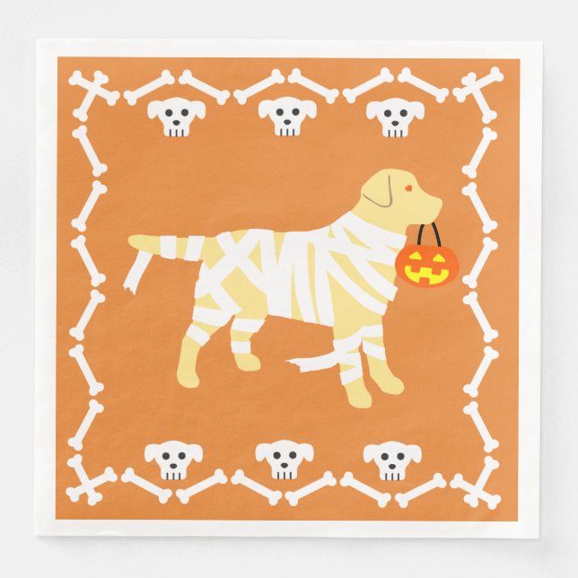 Halloween Yellow Labrador Mummy Serviette (Vorderseite)
