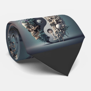 Halloween Yin-Yang Skeleton Fusion Krawatte