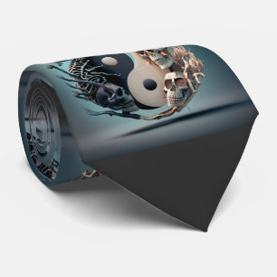 Halloween YinYang Skeleton Art Krawatte