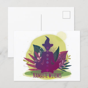 Halloween Yoga Namaste Hexen Postkarte