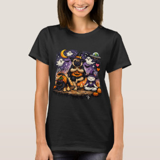 Halloween Yoga Pug & Katzen – Süß T-Shirt