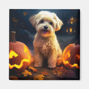 Halloween Yorkipoo mit Pumpkins Beängstigend Magnet
