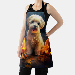 Halloween Yorkipoo mit Pumpkins Beängstigend Schürze