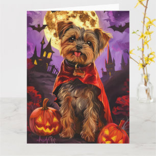 Halloween Yorkipoo Vampire Pumpkins Beängstigend Karte