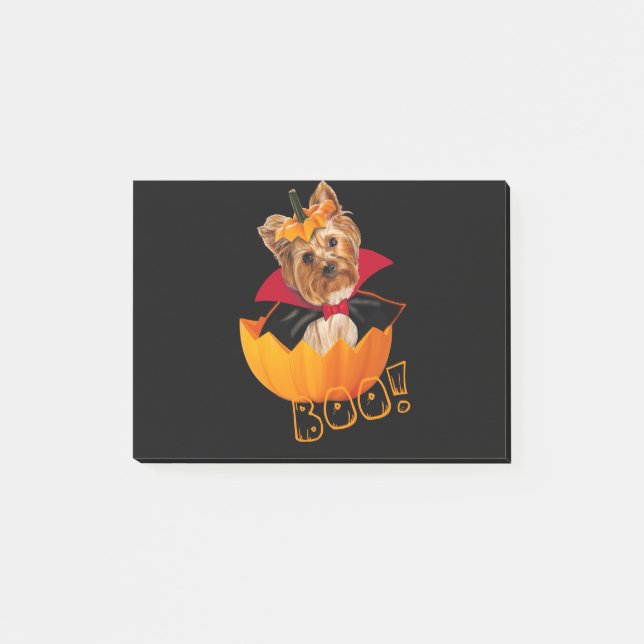 Halloween Yorkshire Terrier-Hundekürbis Post-it Klebezettel (Vorderseite)
