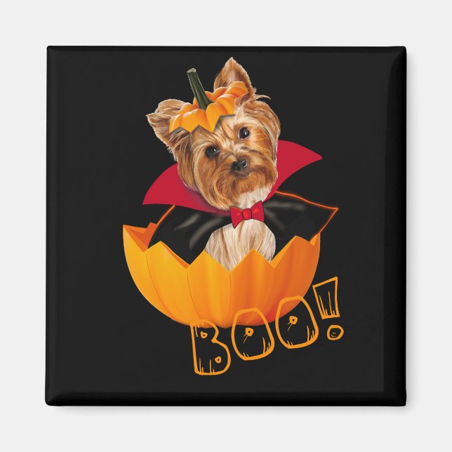 Halloween Yorkshire Terrier Kürbis Magnet (Vorne)