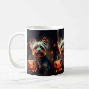 Halloween Yorkshire Terrier mit Pumpkins Beängstig Kaffeetasse
