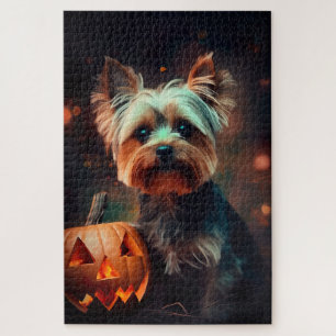 Halloween Yorkshire Terrier mit Pumpkins Beängstig Puzzle