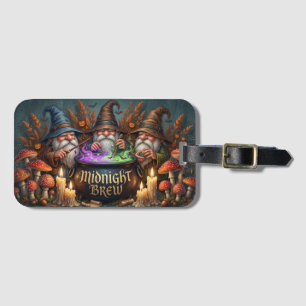 Halloween-Zauberer-Gnome-Mitternachts-Bräu-Kessel Gepäckanhänger