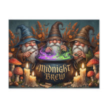 Halloween-Zauberer-Gnome-Mitternachts-Bräu-Kessel
