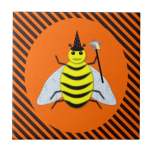 Halloween-Zauberkunst, Orange und Schwarze Streife Fliese