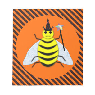 Halloween-Zauberkunst, Orange und Schwarze Streife Notizblock