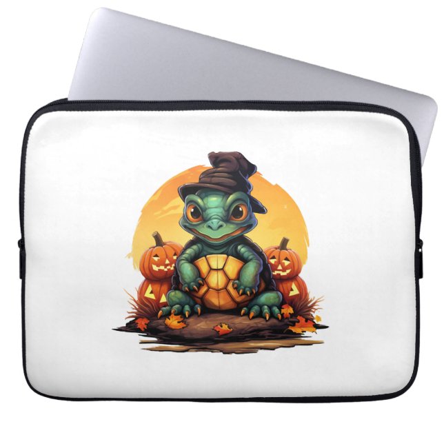 Halloween-Zauberturtle mit Hut im Herbst Laptopschutzhülle (Vorderseite)