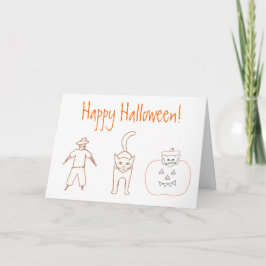 Halloween Zeichnend Cat Pumpkin Cards Karte