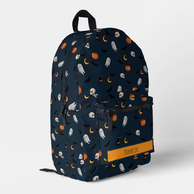 Halloween Zeichnend Individuelle Name Bedruckter Rucksack (Rückseitige Ecke links)