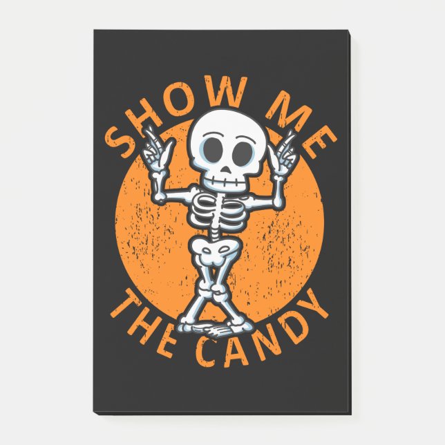 Halloween Zeige mir das Candy Skelett Post-it Klebezettel (Vorderseite)
