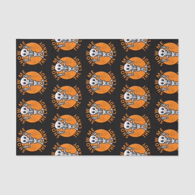 Halloween Zeige mir das Candy Skelett Seidenpapier (Vorderseite)