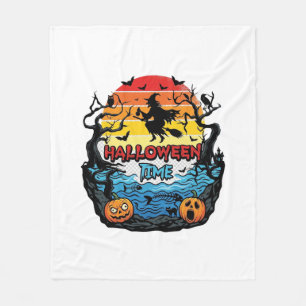 Halloween-Zeit Hexe Kürbisse Fledermäuse Sonnenunt Fleecedecke