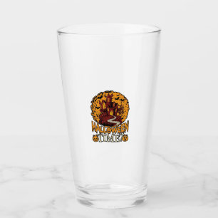Halloween-Zeit Spukhaus Vollmond Kürbisse Glas