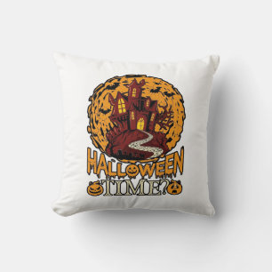 Halloween-Zeit Spukhaus Vollmond Kürbisse Kissen