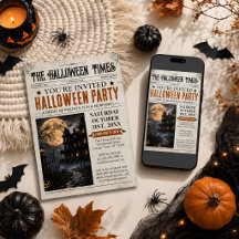 Halloween-Zeitungs-Einladung, Halloween-Party