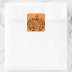 Halloween Zentangle® inspiriert boho-Kürbis Herbst Quadratischer Aufkleber