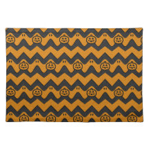 Halloween-Zickzack Muster mit Geistern und Kürbisk