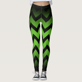 Halloween Zickzack Streifen Linien ombre green Leggings