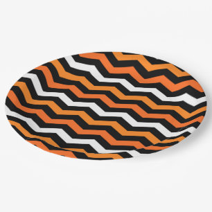 Halloween Zickzack Stripteppich Pappteller