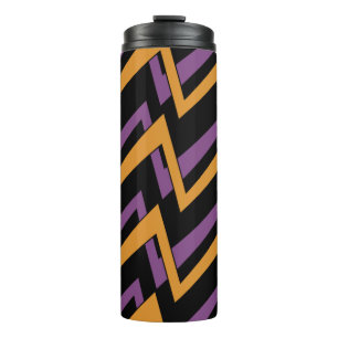 Halloween Zig Zags Orange Purple   Thermosbecher