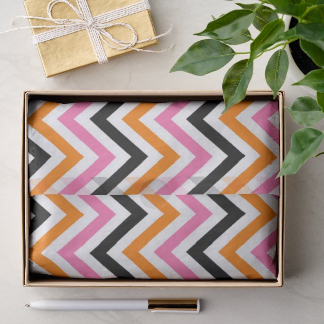 Halloween Zigzag - feines saisonales Muster Seidenpapier (Geschenk)