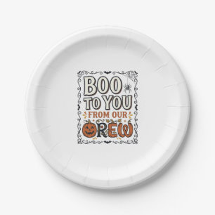 Halloween-Zitat Boo to You From Our Crew Vintage E Pappteller