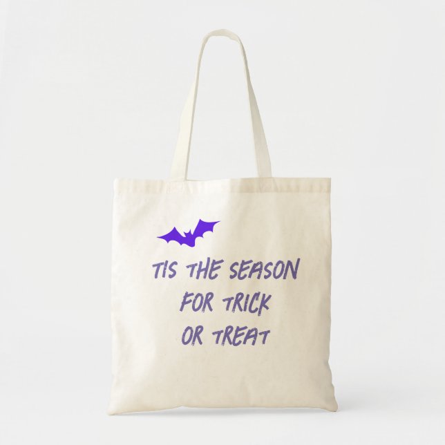 Halloween Zitat & Lila Bat Moderner Trick oder Beh Tragetasche (Vorne)