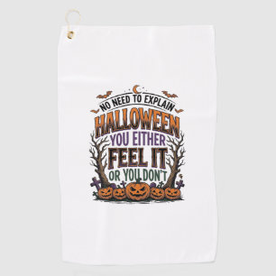 Halloween-Zitat-Shirt Vintage-Kürbis-Fledermaus-Ba Golfhandtuch