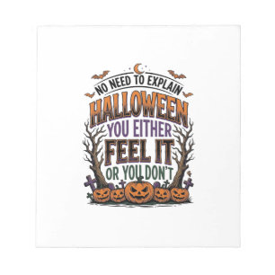Halloween-Zitat-Shirt Vintage-Kürbis-Fledermaus-Ba Notizblock