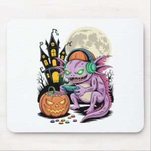 Halloween Zombie Axolotl Gamer Verlassenes Schloss Mousepad