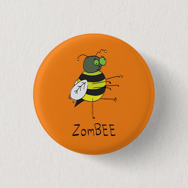 Halloween Zombie Bee Halloween Button (Vorderseite)