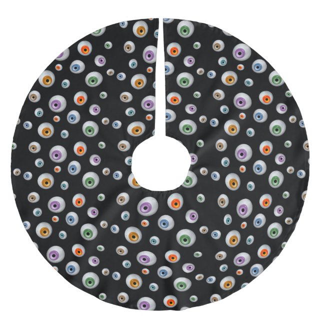 Halloween Zombie Bloodshot Eyeball Polyester Weihnachtsbaumdecke (Vorderseite)