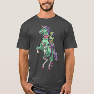 Halloween Zombie Button Up Woman and Unicorn T-Shirt