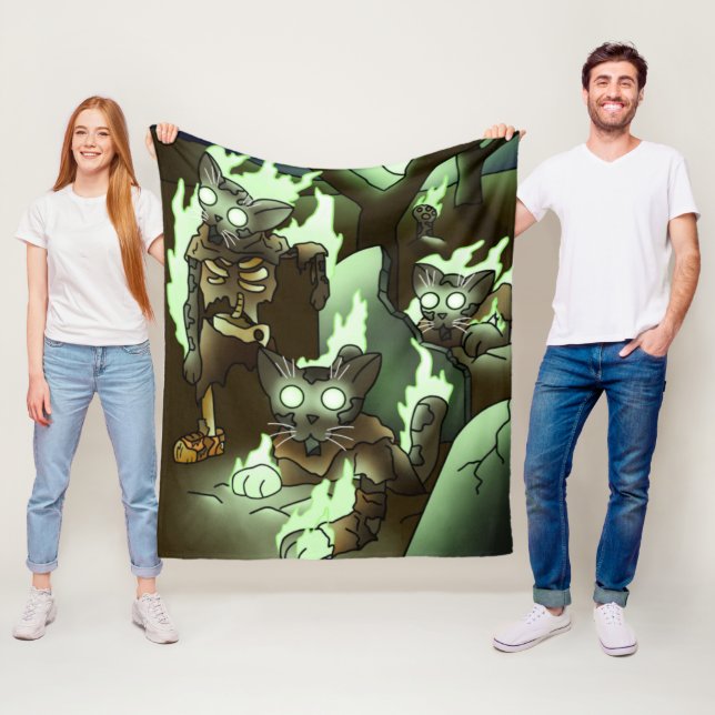 Halloween Zombie Cats Fleecedecke (Beispiel)