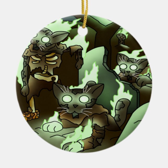 Halloween Zombie Cats Keramik Ornament (Vorne)