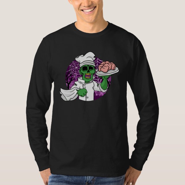Halloween Zombie Chef Chef Brain Kitchen T-Shirt (Vorderseite)