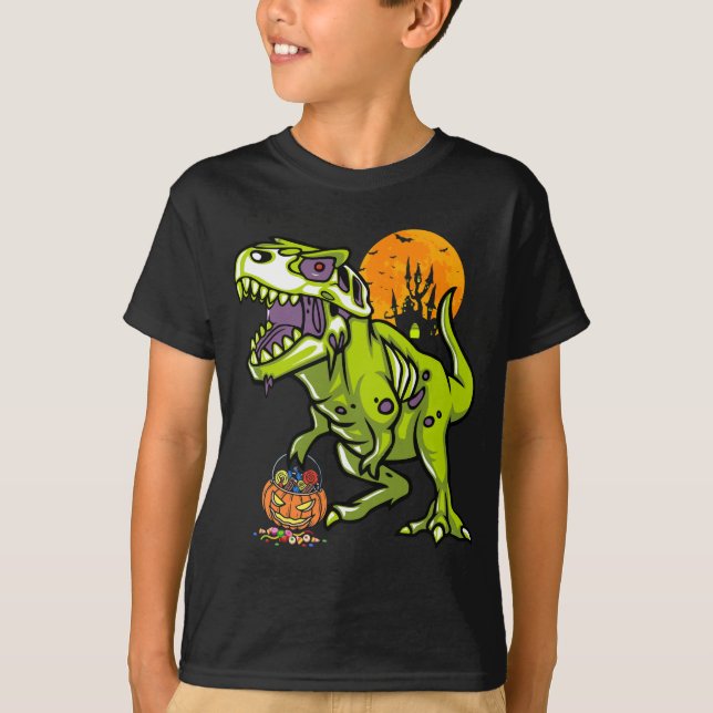 Halloween Zombie Dinosaurier Geschenk für Kinder J T-Shirt (Vorderseite)