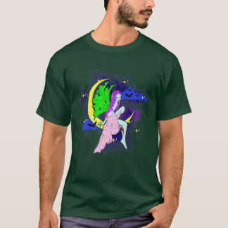 Halloween Zombie Fairy sitzt auf einem Mond T-Shirt