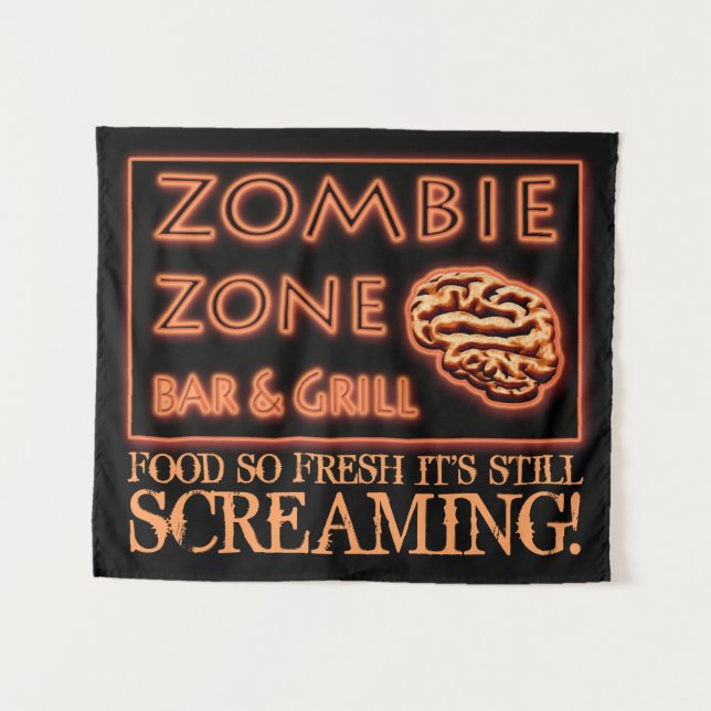Halloween Zombie Food so frisch immer noch schreie Wandteppich (Vorderseite (Horizontal))